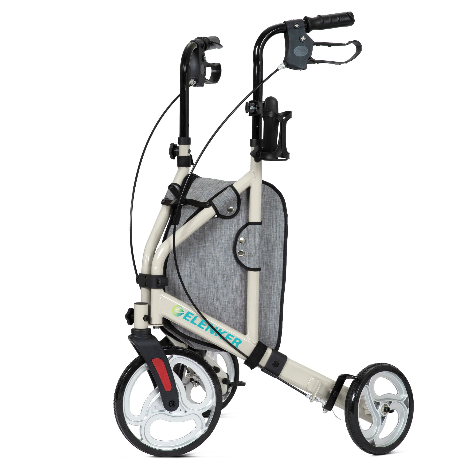 Elenker 3 Wheel Walker For Seniors, Foldable Rollator Walker With 10 ...