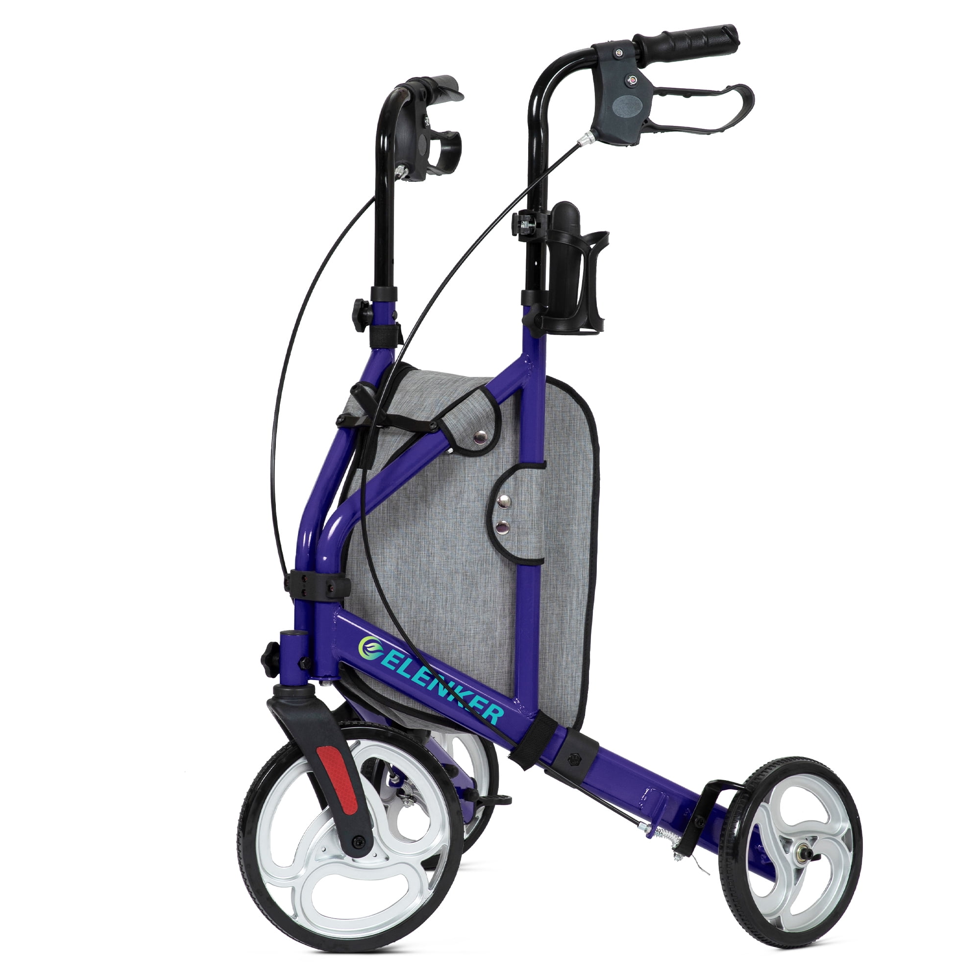 Elenker 3 Wheel Walker for Seniors, Foldable Rollator Walker with 10