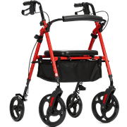 Elenker Mobility Rollator Walker with 10" Wheels, Adjustable Seat and Arms, Red