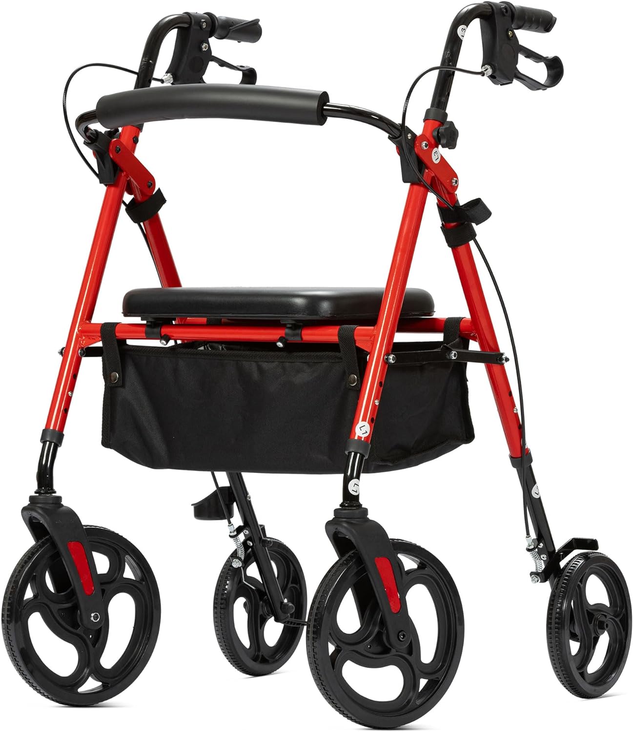 ELENKER Upright Rollator Walker, Tall Folding Rollator Walker with 10” Front Wheels for Seniors
