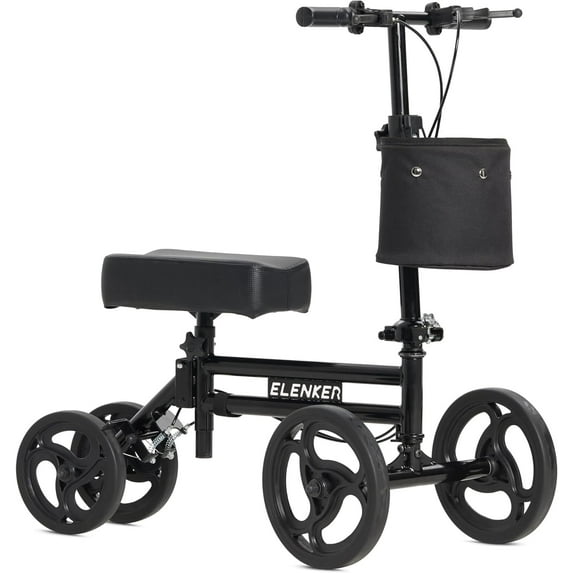 Elenker Steerable Knee Walker Deluxe Medical Scooter, Black