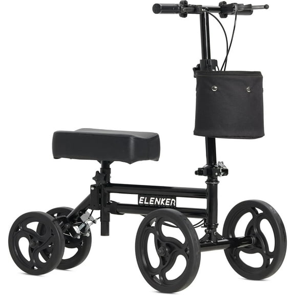 Elenker Steerable Knee Walker Deluxe Medical Scooter, Black