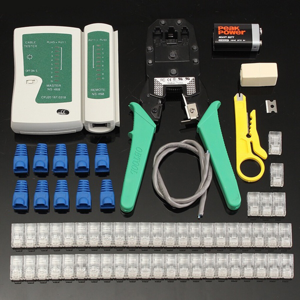 Elenxs 67pcs RJ45 Cat5e Cat6 Ethernet LAN Kit Cable Tester Crimper Crimping Tool Wire Stripper Set