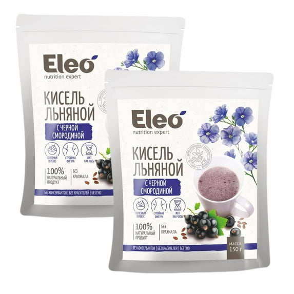 Eleo Siberian Flaxseed Instant Jelly Drink Kissel with Black Currant 150g / 0.33lb - Set of 2