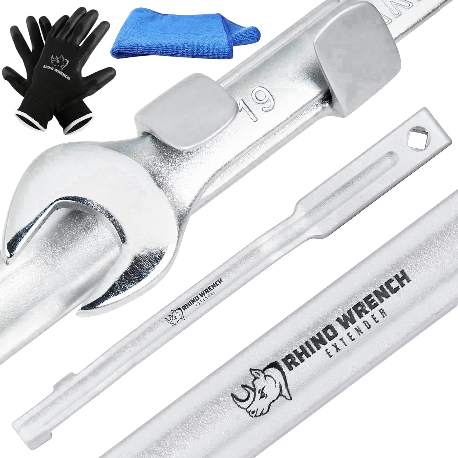 Eleon Wrench Extender Tool - 15-Inch Heavy-Duty Torque Wrench Extender w/ Non-Slip Gloves & Microfiber Towel