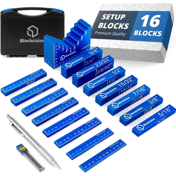 Eleon Blockcision 16-Piece Aluminum Setup Blocks, Blue