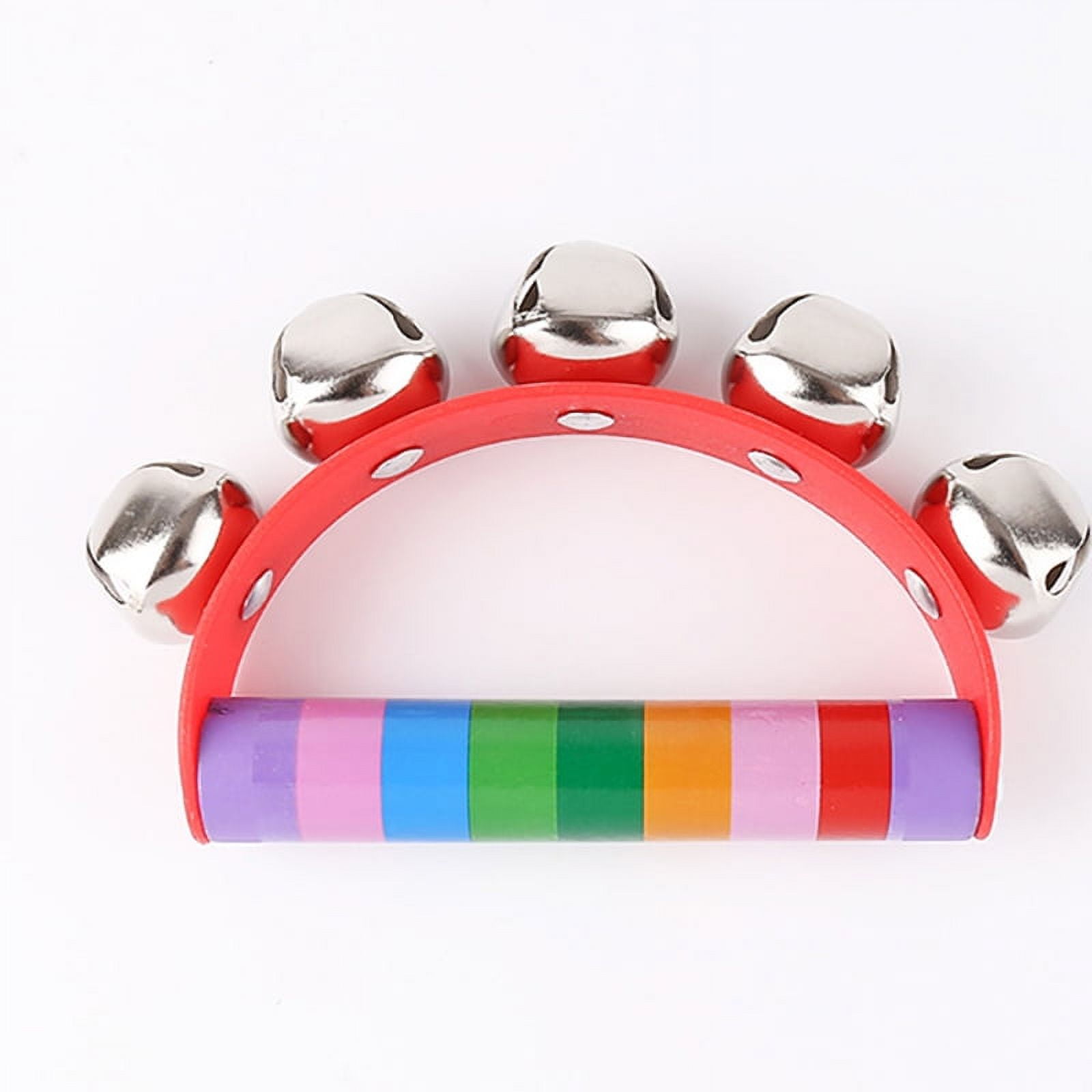 Eleonora baby Wooden toys Stick 5 Jingle Kids Children Bells Rainbow Hand Shake Bell Rattles