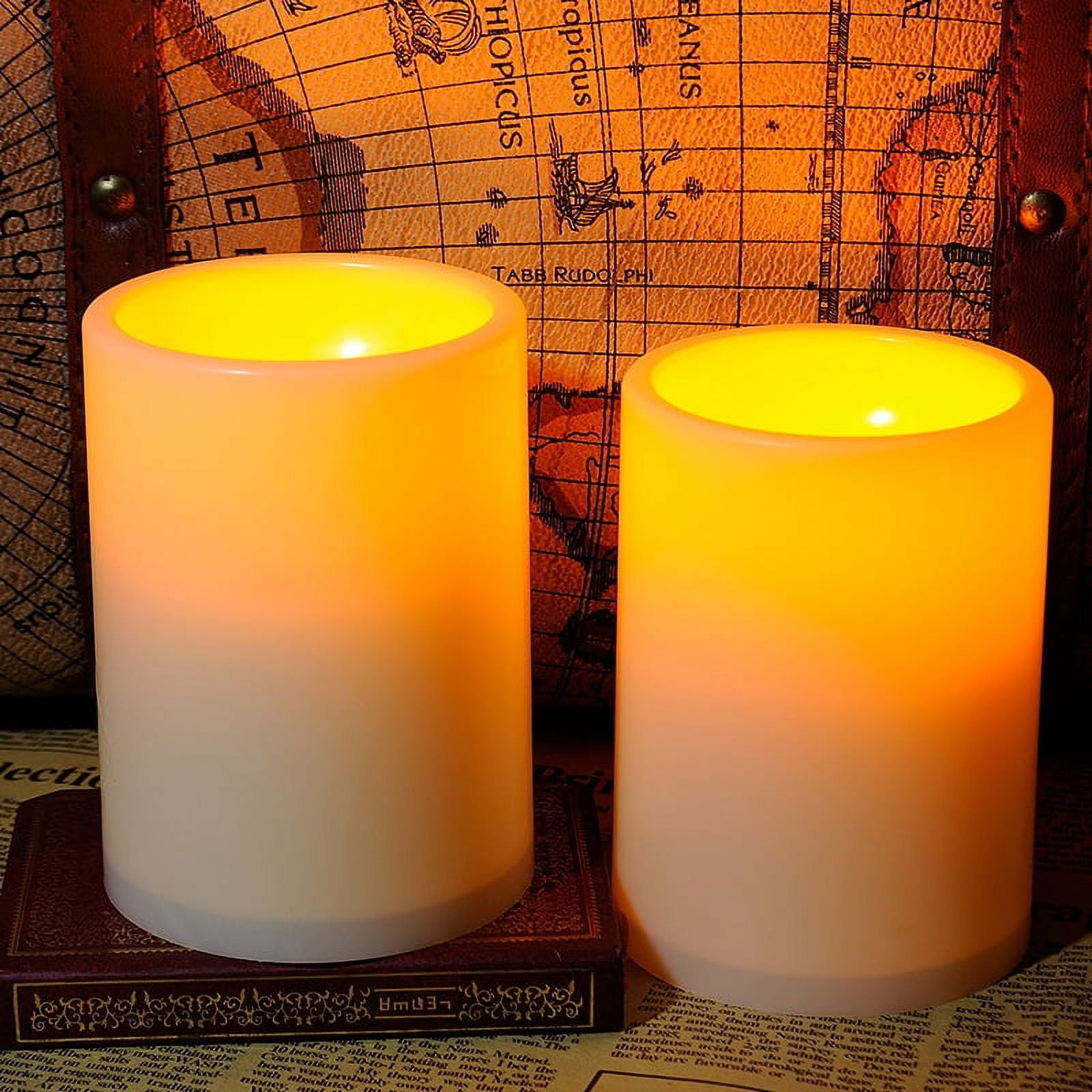 Eleoption Flameless 4" Yellow Flameless Candle,2Pieces