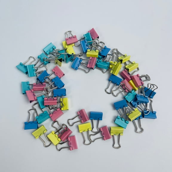 Elepace 60 Pack Colored Binder Clips, Multi-Color Metal Paper Clamps
