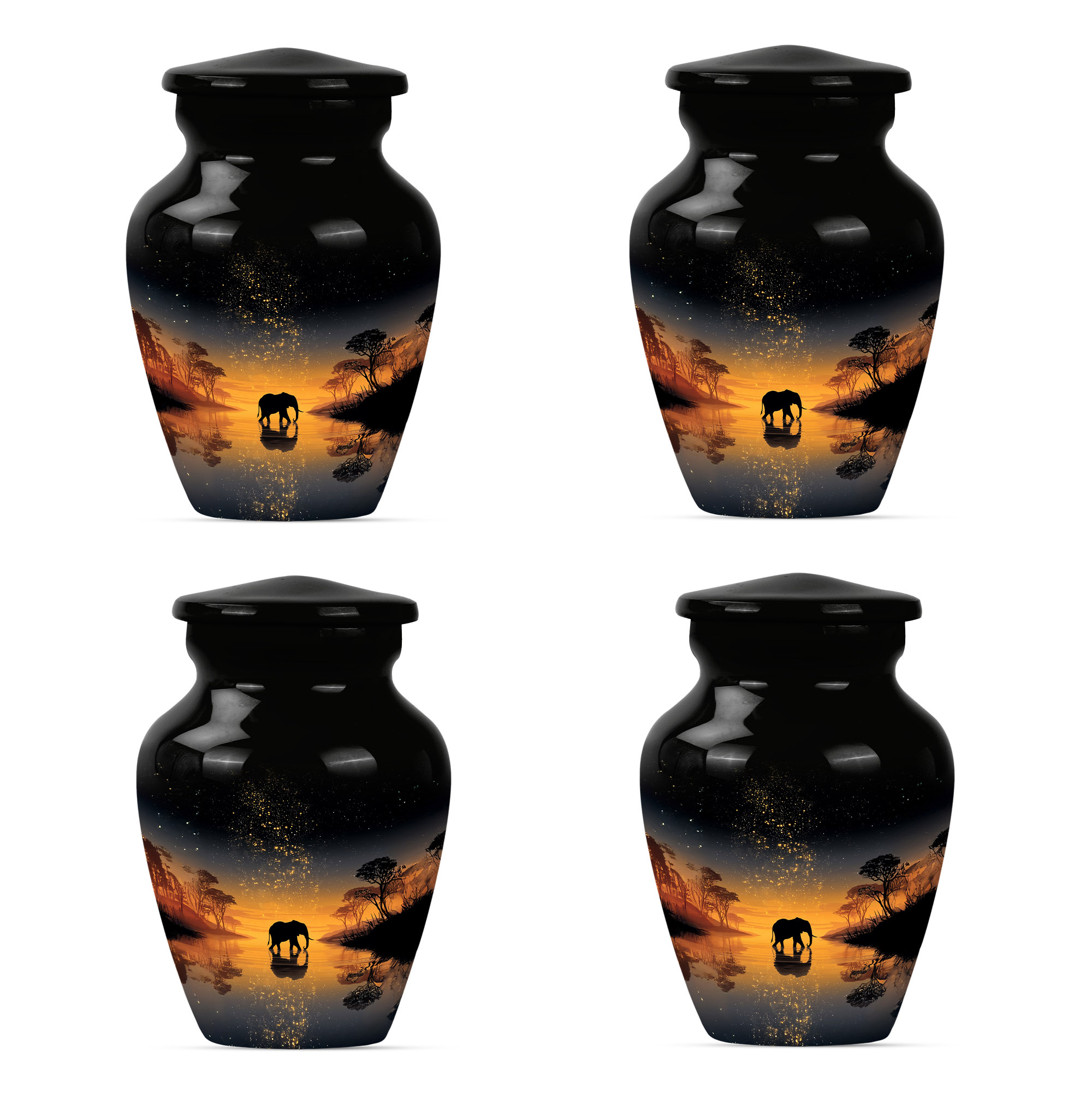 Elephan Funeral Urn For Human Ashes Men & Women, Decorative Urns For Male & Female Ashes, Small Keepsake Cremation Urns For Adult Men (Size-3 Inch 4 Pcs)