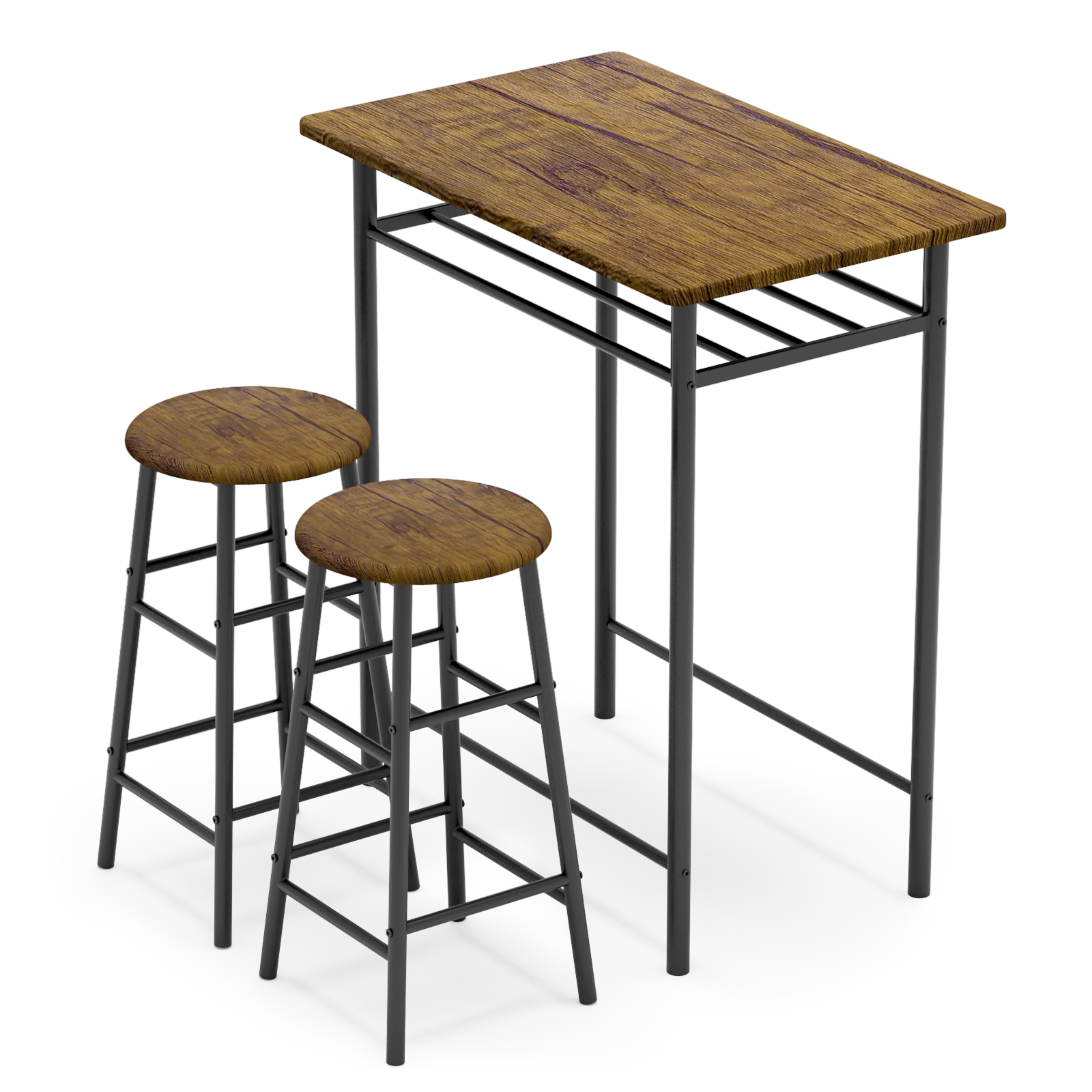 Elephance 3 Piece High Coffee Bar Table Set, Rectangular Pub Dining