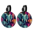 thumbnail image 1 of Elephant 2pcs PU Leather Round Bag Tags with Privacy Cover and Name ID Tag - Suitcase Tags for Travel Luggage, Handbags, Backpacks, School Bags, 1 of 6