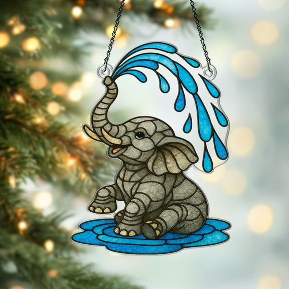 Elephant Acrylic Suncatcher Window Hanging, Elephant Sun Catcher Home Decor Gift