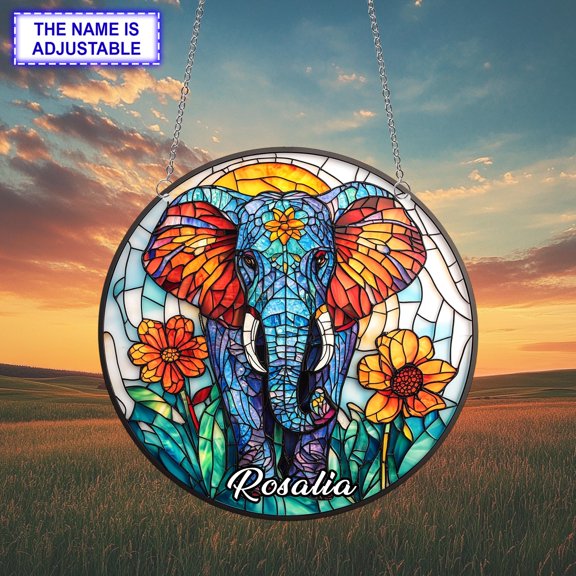 Elephant Acrylic Suncatcher Window Hanging Nature Art Home Decor Elephant Lover Gift