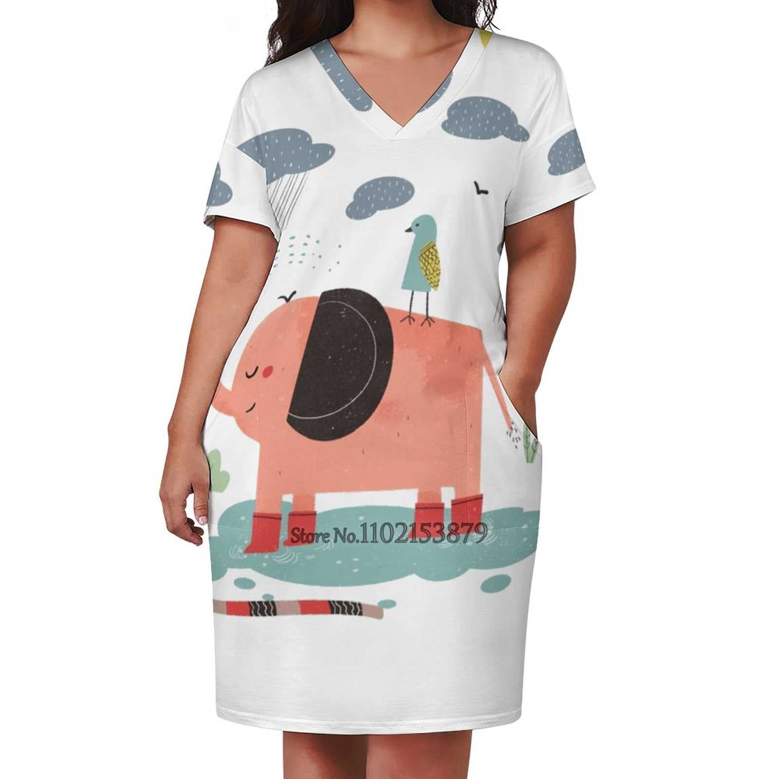 Elephant Half Circle Short Sleeve Dress