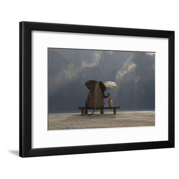 Elephant And Dog Sit Under The Rain, Framed Art Print Wall Art by Mike_Kiev Sold by Art.Com
