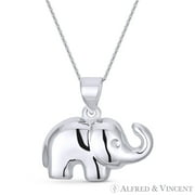 Elephant Animal Charm Pendant & Cable Chain Necklace in .925 Sterling Silver