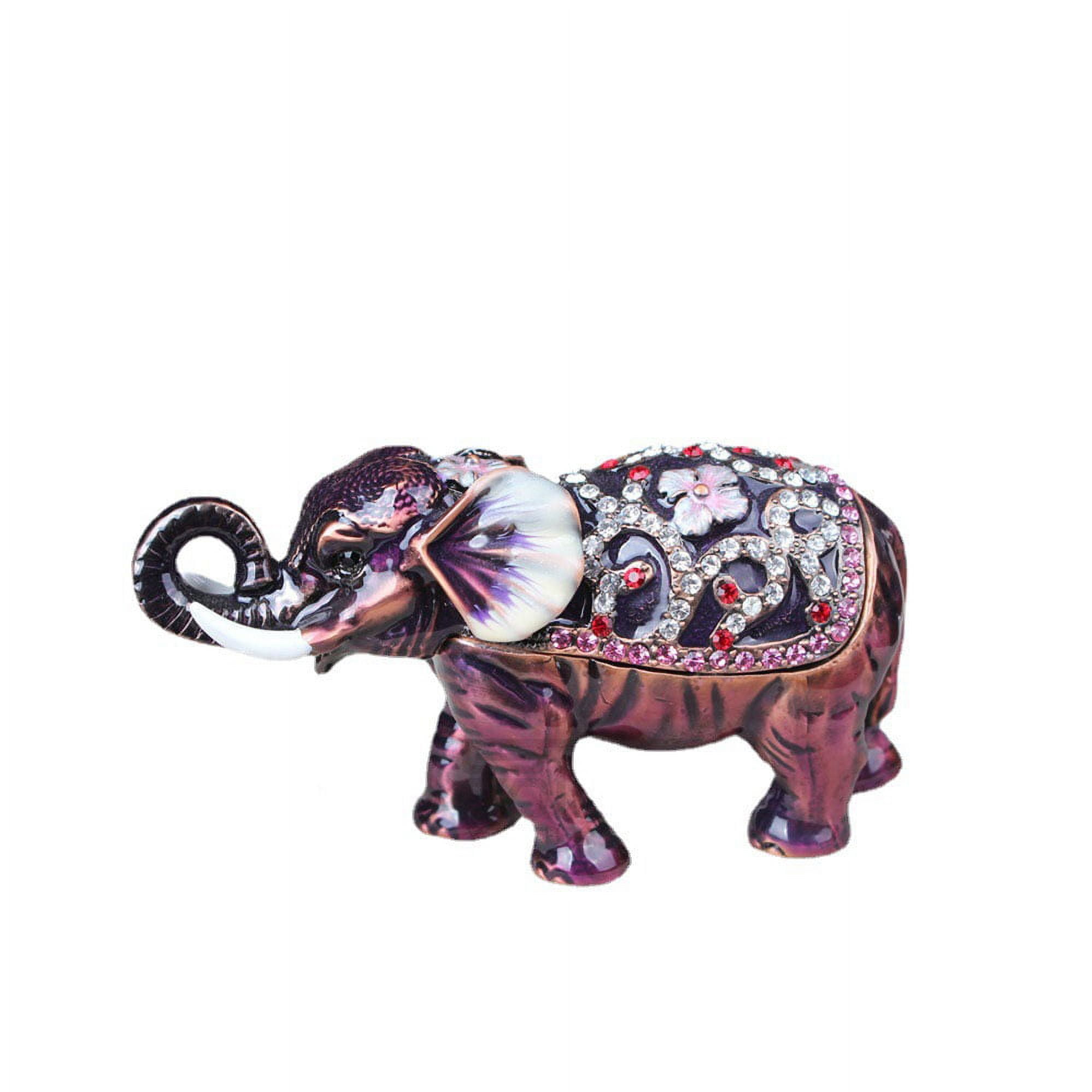 Elephant Animal Jewelry Box Hinged Collectible Elephant Figurine Decor