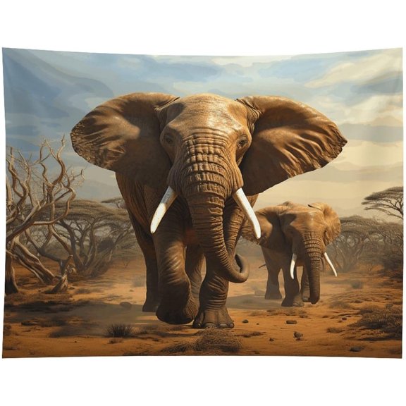 Elephant Animals Print Tapestry 30"x40", Unique Wall Tapestry Hanging Art Decor, Horizontal Tapestries for Bedroom Living Room Camping Dorm