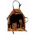 thumbnail image 1 of Elephant Apron Animal Theme Design Elephant Silhouette on Ethnic Textures Pattern Print, Unisex Kitchen Bib Apron with Adjustable Neck for Cooking Baking Gardening, Brown and Black, by Ambesonne, 1 of 3