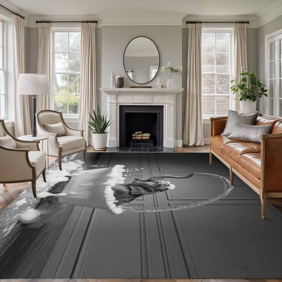 Elephant Area Rug 6x9 Washable Rug Non Slip Funny Animal Bathtub Abstract Art Grey Large Area Rug Soft Stainresistant Indoor Floor Carpet for Living Room Bedroom Home Office Dining Room Nursery
