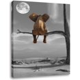 thumbnail image 1 of Elephant Art Wall Decor Animal Resting Elephant Look at The Moon Wall Pictures for Bedroom Living Room Bathroom Decoration, Wooden Framed Stretched Print on Canvas Poster Ready to Hang 12" x 16", 1 of 6