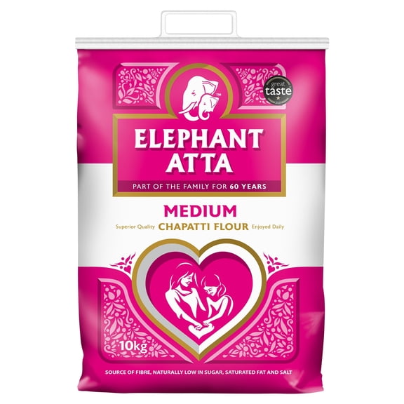 Elephant Atta Medium Chapatti Flour 10Kg, Imported from Britain