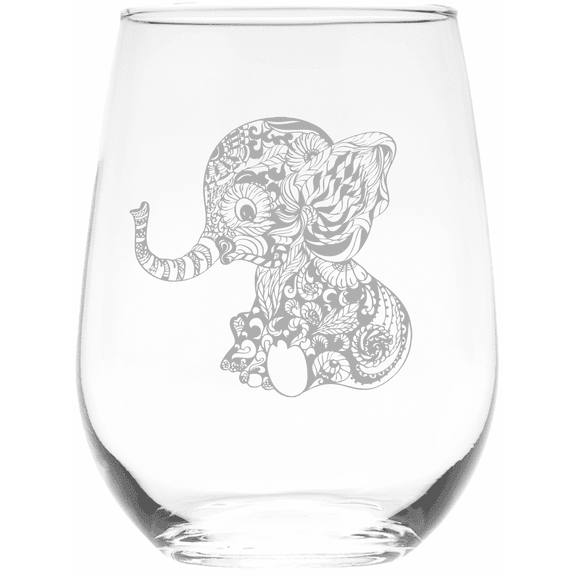 C&M Personal Gifts Elephant 17 oz. Stemless Wine Glass  (Style BE2)