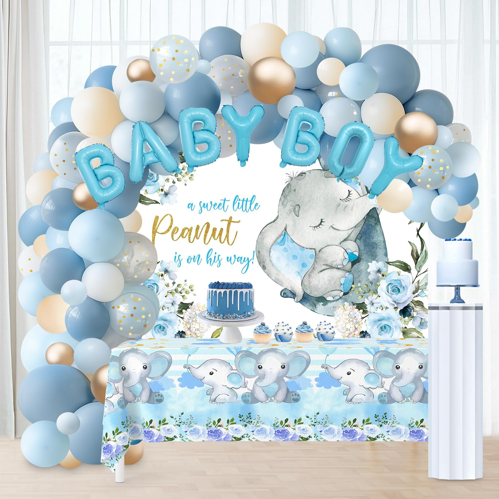 Sports Cross Jewelry Blue Elephant Baby Shower Decorations Boy - Complete  Party Kit With Backdrop, Tableware \u0026 Balloon Garland | It's A Boy Theme  Elephant Baby Shower Backdrop, image size:1600x1600