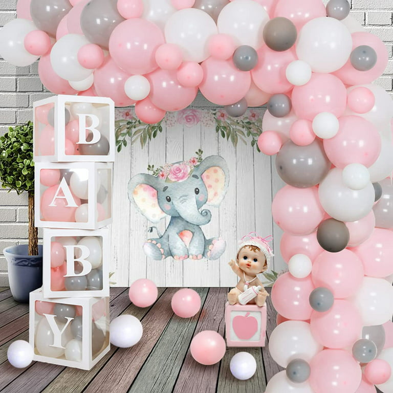 Elephant Baby Shower Decorations for Girl,Balloon Arch Garland Kit