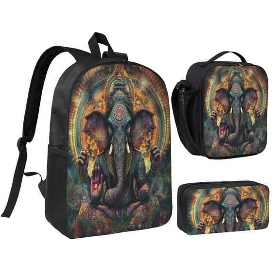 Elephant Backpack 17 Inch Set with Lunch Bag and CaseDurableTravel Bag Combo for Work Commuting Daily Use