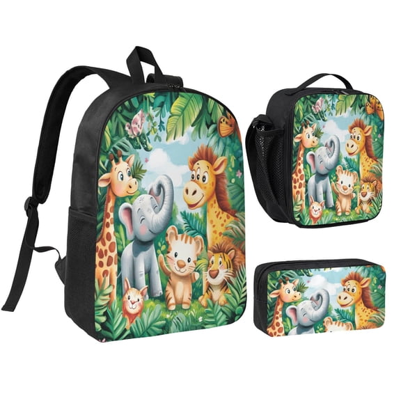 Elephant Backpack 17 Inch Set with Lunch Bag and CaseDurableTravel Bag Combo for Work Commuting Daily Use