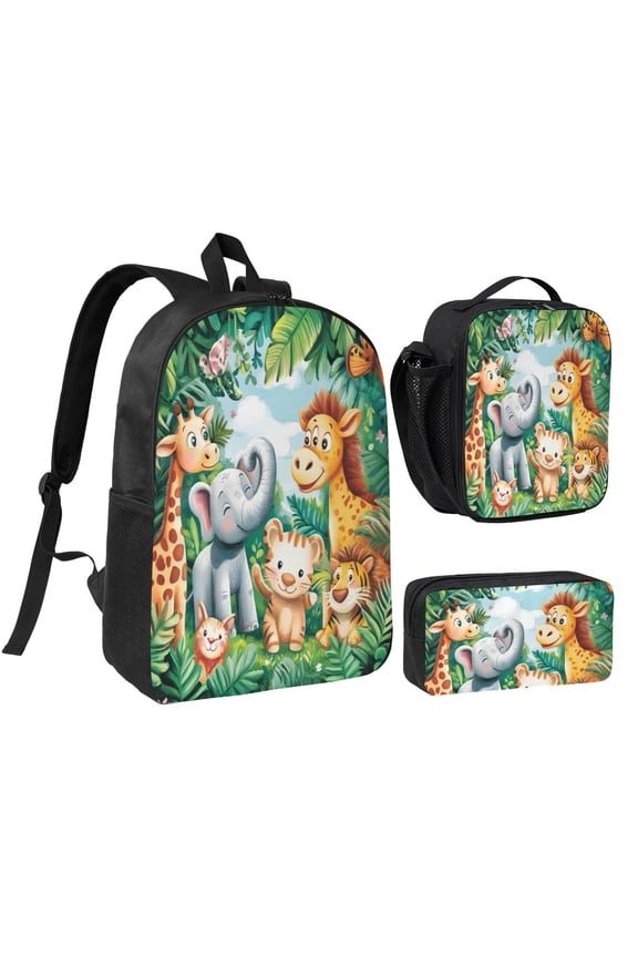 Elephant Backpack 17 Inch Set with Lunch Bag and CaseDurableTravel Bag Combo for Work Commuting Daily Use