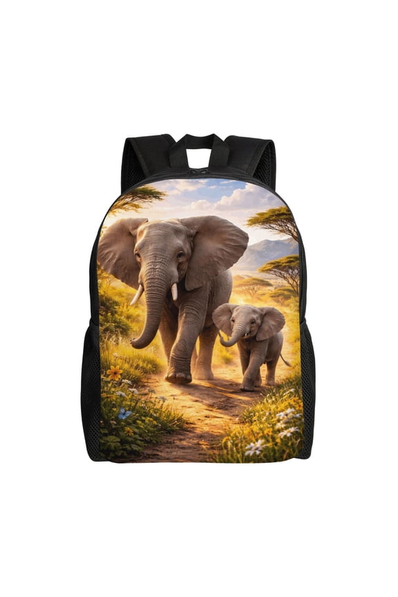 Elephant Backpack Full Front Print Travel Laptop Bag for Men and Women