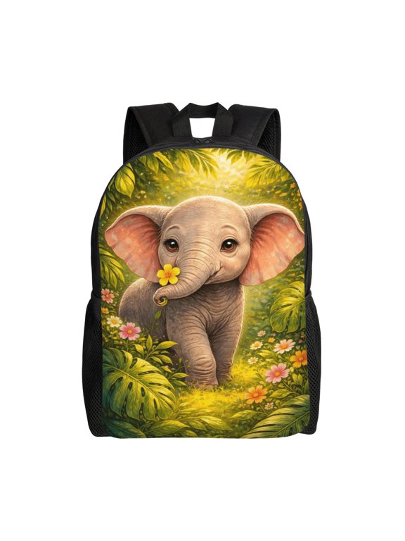 Elephant Backpack Full Front Print Travel Laptop Bag for Men and Women
