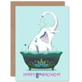 thumbnail image 1 of Elephant Bath 8th Birthday Greetings Card Plus Envelope Blank inside, 1 of 3