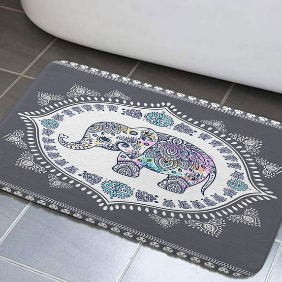 Elephant Bathroom Rugs, Watercolor Elephant Non-Slip Bath Rugs Animal Art Print Bathroom Rugs Set Elephant Bathroom Rug Mat 17x29inch, Extra Soft and Absorbent Bath Rugs