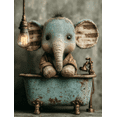 thumbnail image 1 of Elephant Bathtub Canvas Print, Whimsical Bathroom Animal Art, Multi-Room Home & Cafe Playful Wall Decor, 1 of 8