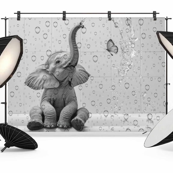 Elephant Bathtub Photography Backdrop 8x6FT, Animal Water Drops Gray Abstract Photo Backdrops, Background for Photography Studio Photo Studio Background, Back Drop for Photoshoot