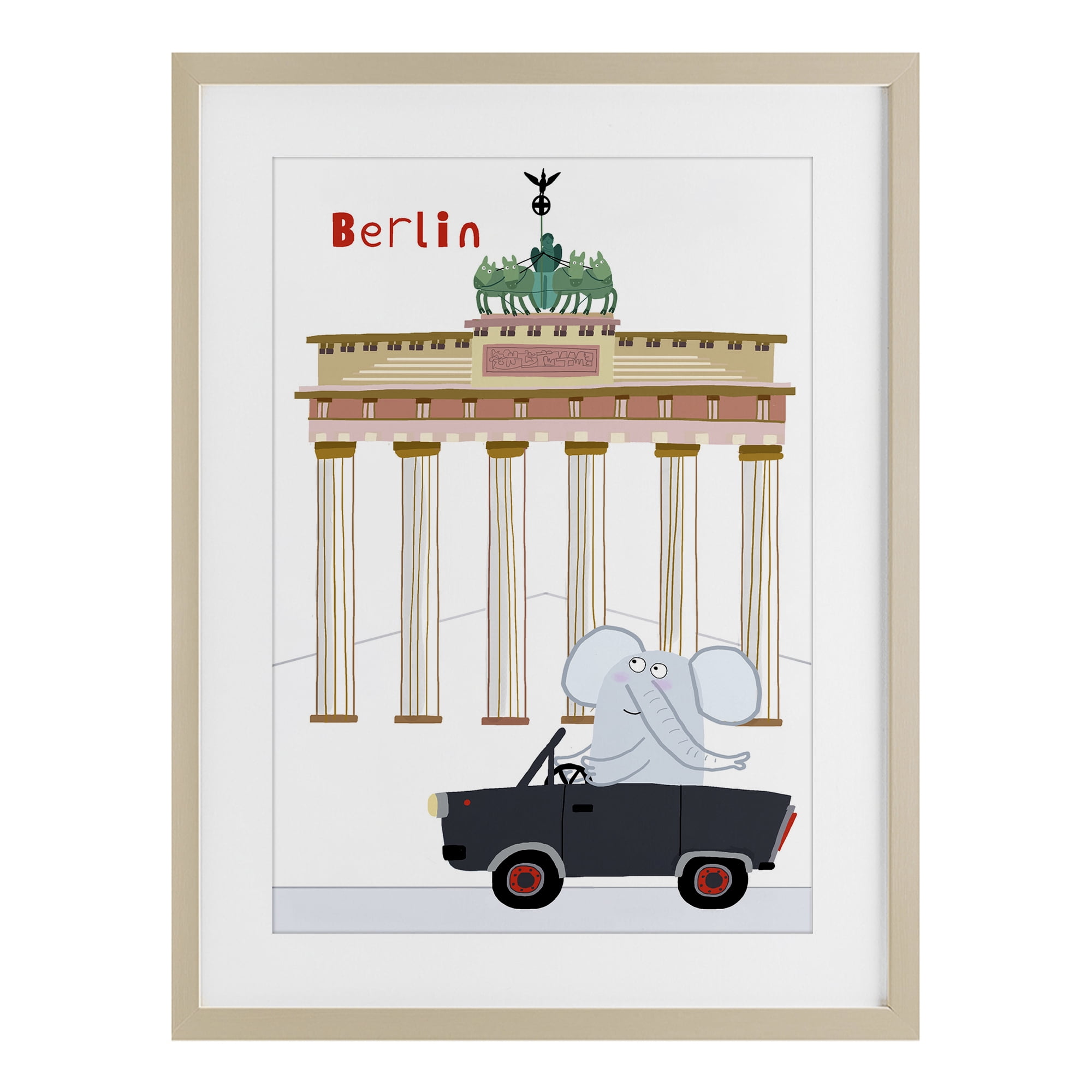 Elephant & Berlin Architecture Birch Framed Print Under Glass, design by Carla Daly