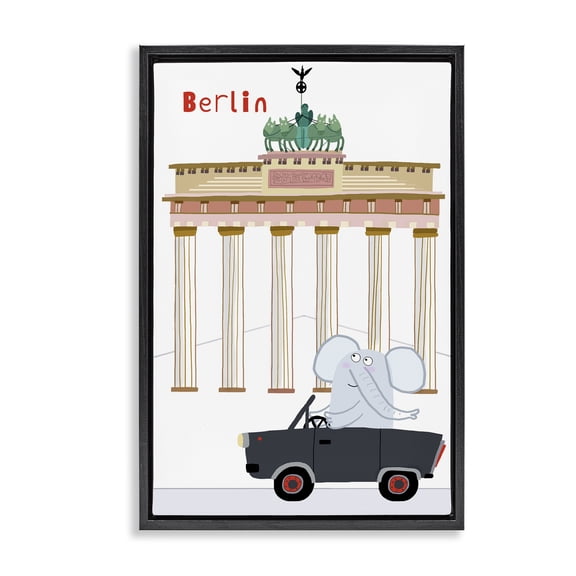 Elephant & Berlin Architecture Black Framed Floater Canvas Wall Art, design by Carla Daly