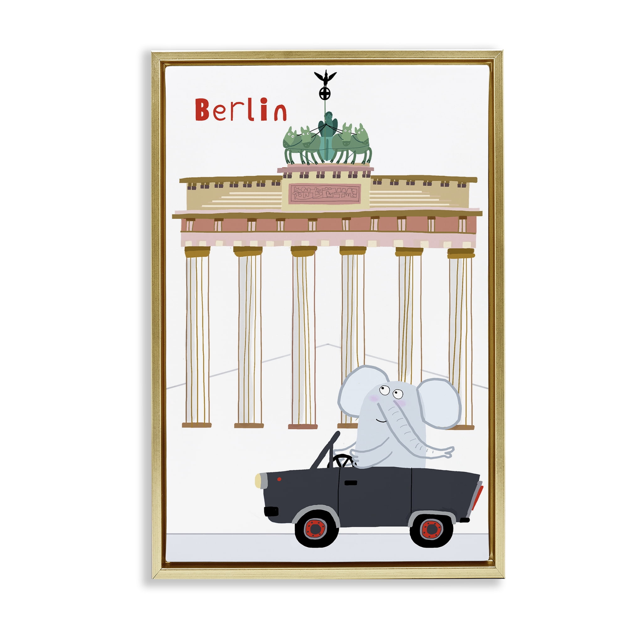 Elephant & Berlin Architecture Gold Framed Floater Canvas Wall Art, design by Carla Daly