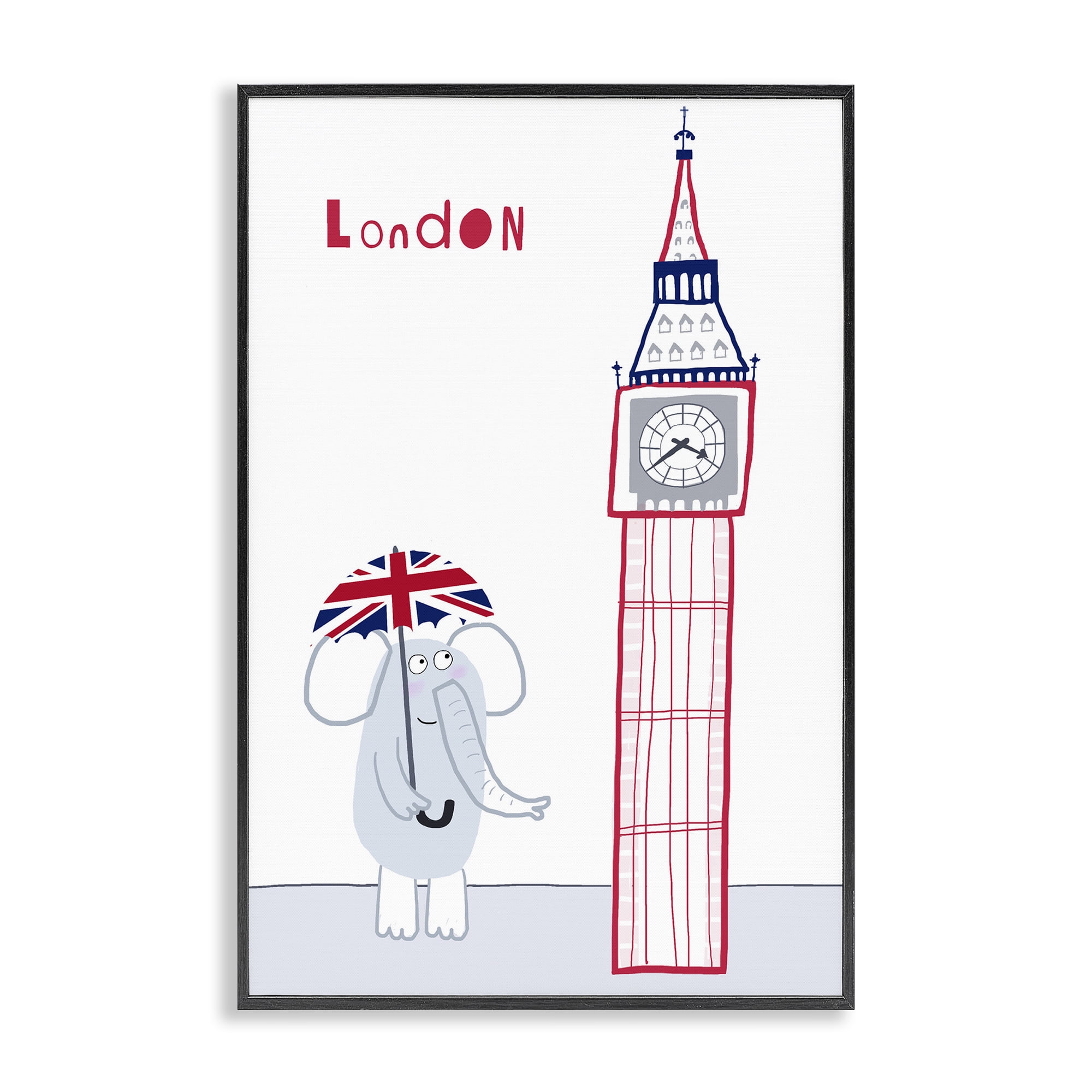 Elephant & Big Ben London Black Framed Giclee Art, design by Carla Daly