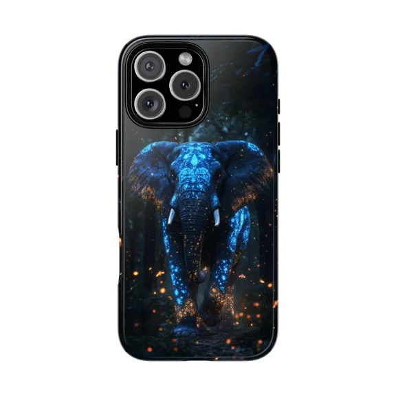 Elephant Bioluminescent Jungle Scene Case for iPhone 17 to 11 Pro Max