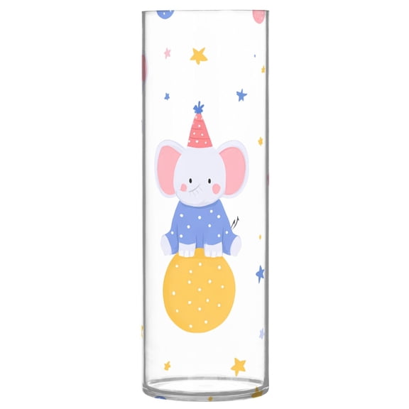 Elephant Birthday Pattern Vase Flower Vase Clear Unbreakable Plastic Tall Decorative 11.8in