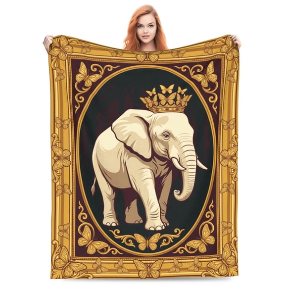 Elephant Blanket, Cozy-Feel Animal Throw, Exclusive PrintDecor, Flannel Blankets and Throws 50x40