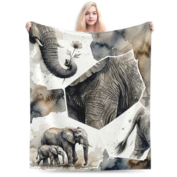 Elephant Blanket Cozy Warm All Season Air Conditioning Blanket for Living Room Couch Sofa, Gifts for Adults 50x40