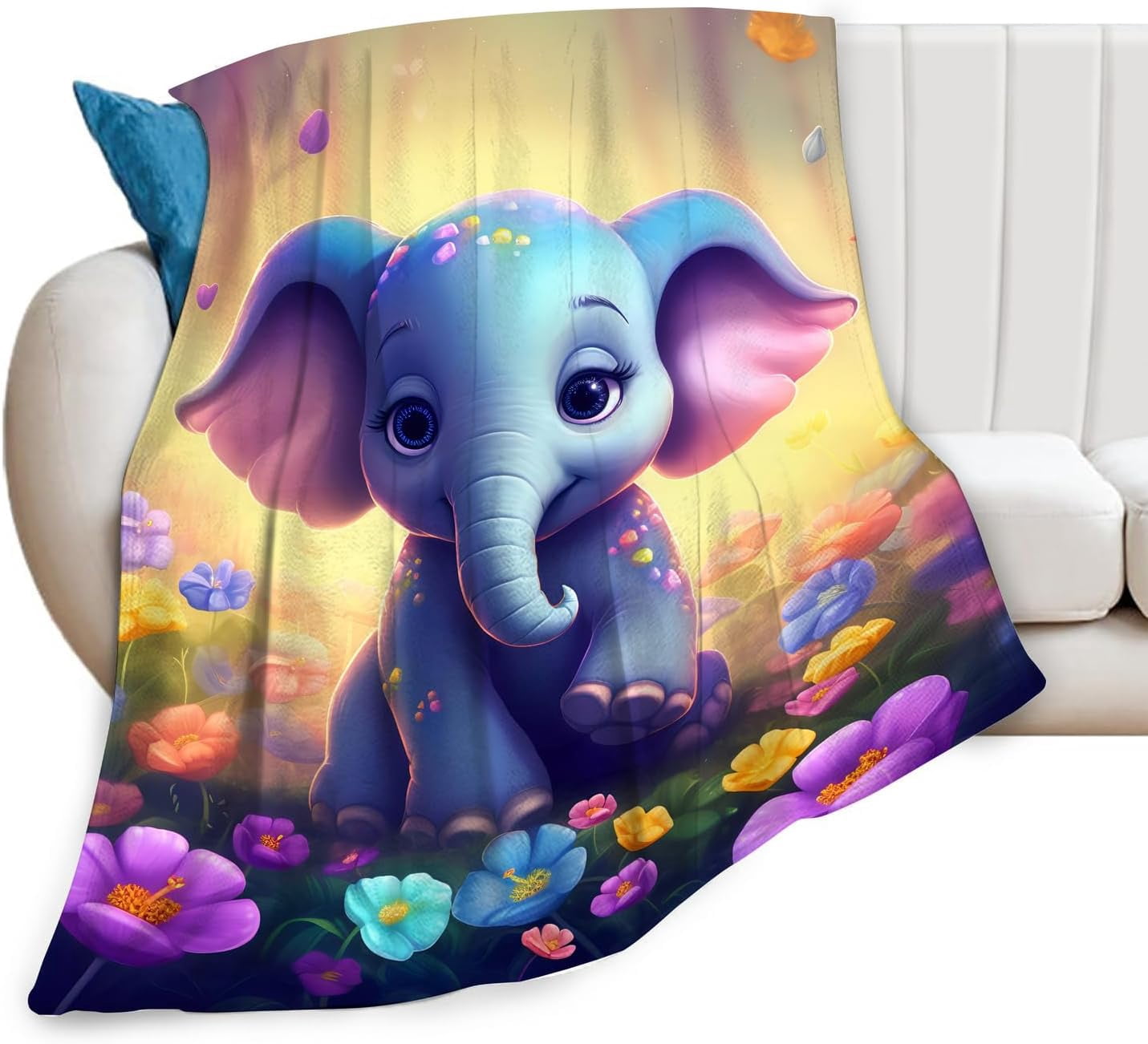 Elephant Blanket Elephant Gifts for Girls Cute Little Elephant Throw Blanket for Kids Adults Soft Warm Cozy Fleece Blanket for Couch Sofa \u200bBed 50"x60"