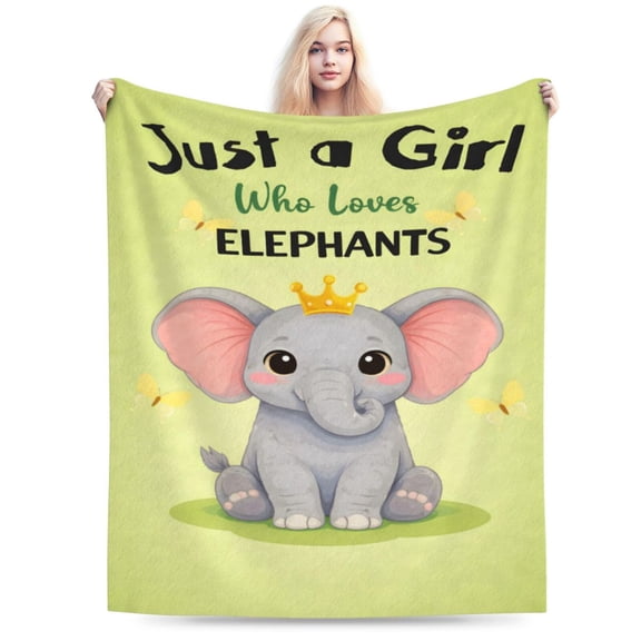 Elephant Blanket Gift Throw Blanket Cute Elephant Pattern Blanket Cozy Soft Home Decor Gift for Elephant Lovers Women Girls Kids 50x40
