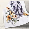 thumbnail image 1 of Elephant Blanket for Kids Girls Women Adults Elephant Gifts Elephants Sunflower Throw Blankets Lightweight Fuzzy Soft Cozy Flannel Fleece Warm for Bed Couch Chair All Seasons 50X60, 1 of 6